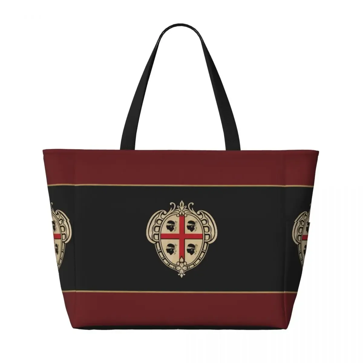 Custom Sardinia Coat Of Arms Grocery Tote Shopping Bags Women Large Capacity Italy Sardegna Patriotic Gym Beach Travel Bags