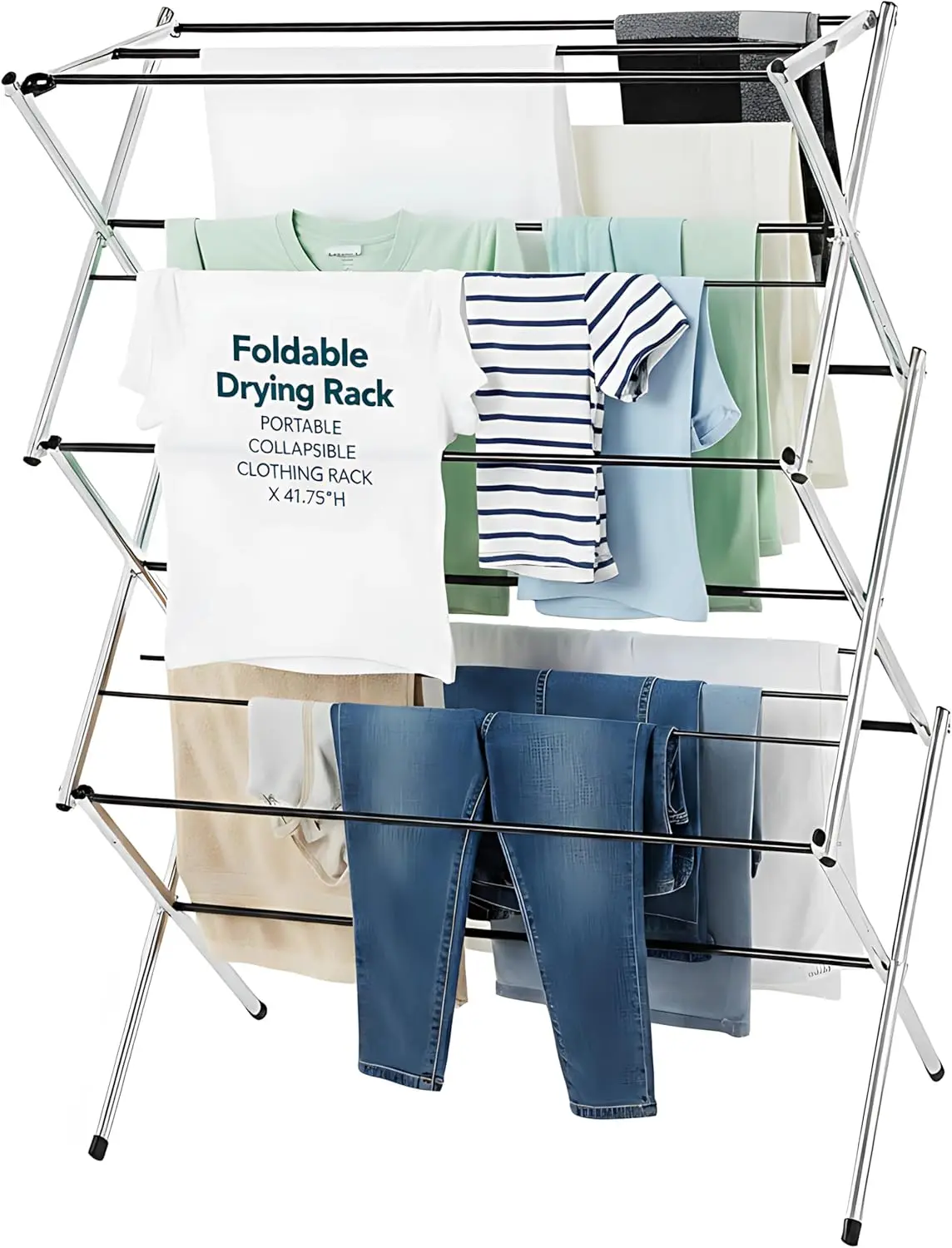 

Portable Collapsible Clothes Drying Rack, Heavy-Duty Foldable Laundry Rack for Towels and Linens, Indoor Outdoor Use