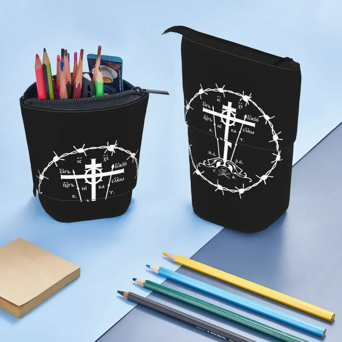 Calvary Cross Of Russian Orthodox Church Reversible Pencil Case for Kids School Pen Box Pencil Bag Stationery Supplies