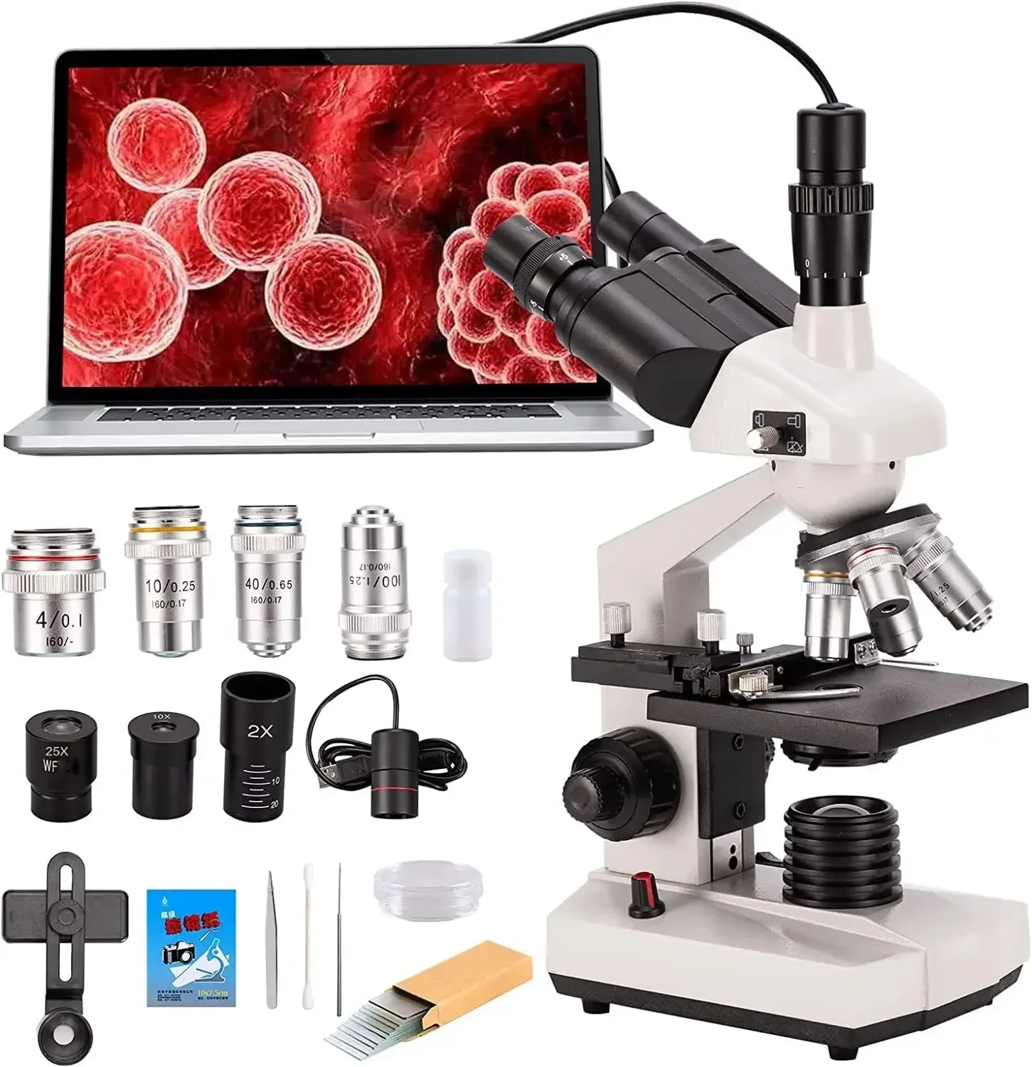 Compound Trinocular Microscope 40X-5000X Magnification Digital Laboratory Trinocular Compound LED Microscope