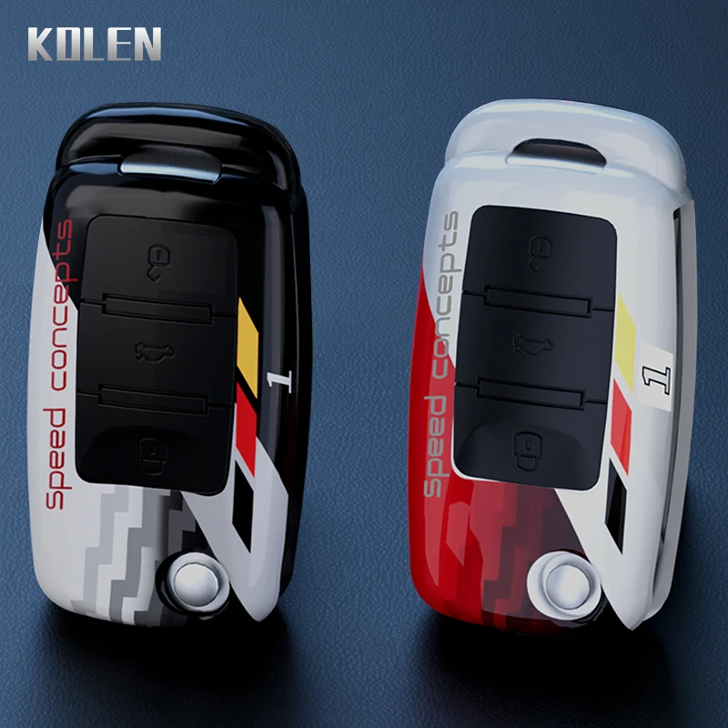 PC Car Flip Key Case Cover Shell For Volkswagen VW Polo Golf Passat Beetle Caddy Tiguan For Skoda Octavia Kodiaq Seat Leon Altea