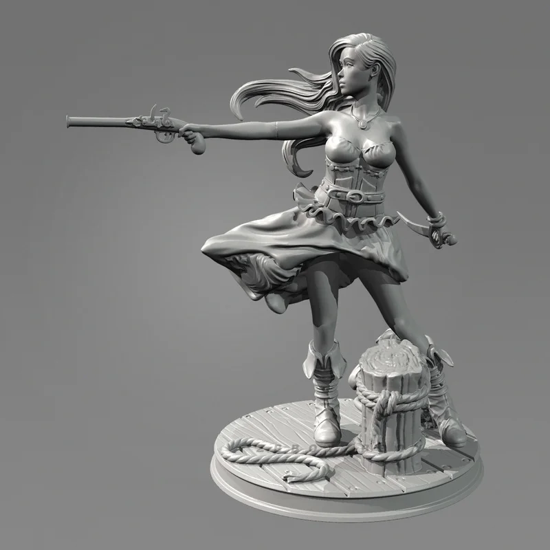 

38mm 50mm 75mm Caribbean Female Warrior Resin Model Figure Gk Micro Miniature 3d Printed White Model Toy Unassembled Unpainted