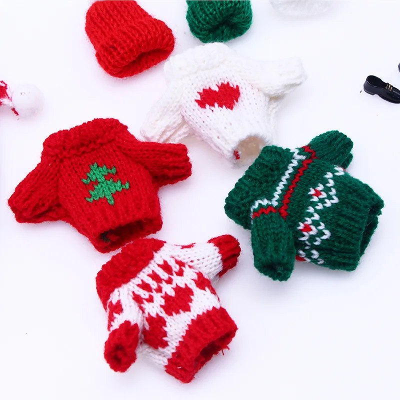 1 set/pack mini doll plush doll knitted clothes sweater scarf shoes small cloth Valentine\'s Day Christmas clothing decoration