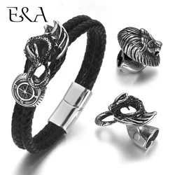 Stainless Steel Punk Lion Hook Clasp Connector for 5mm Leather Bracelet Connect Parts for DIY Jewelry Making Accessories