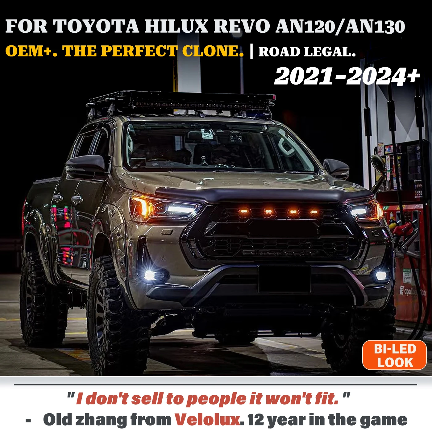 

OEM Bi-LED Replica For Toyota Hilux Revo AN120 AN130 2021-2024 Headlights Upgrade w/ BI-LED Projector DRL w/ Leveling Motor