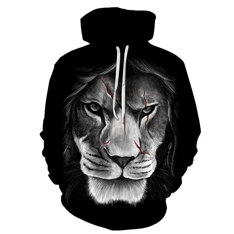 3D Print Lion Graphic Hoodies For Men Spring Autumn Pullover Sweatshirt Tops Casual Oversized Loose Men Sweatshirts Streetwear