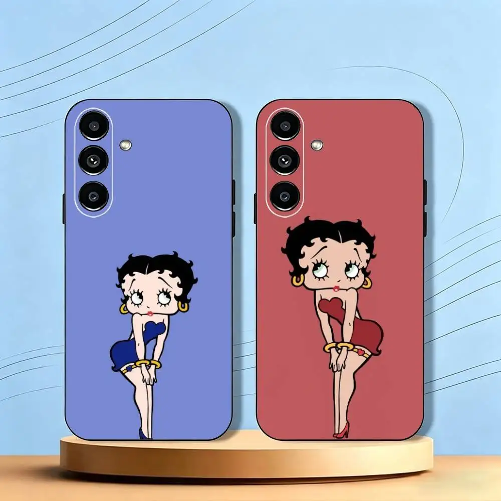 C-Cute Betty B-Boop Phone Case Black Silicone Soft For Samsung Galaxy A73,A72,A71,A70,A53,A52,A51