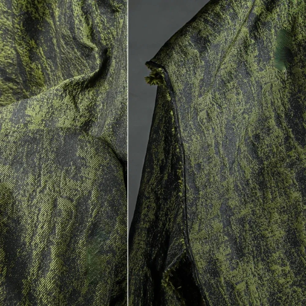 

Jacquard Fabric Green Retro Texture Pleated Jacket Clothing Designer Cloth Apparel Diy Sewing Meters Rayon Polyester Material