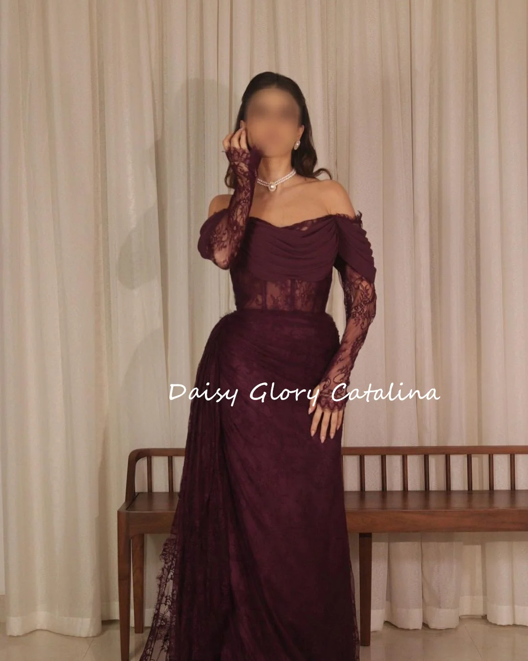 Gorgeous Purple Lace Evening Dresses Luxury Prom Dress Long Sleeves Off Shoulder Saudi Arabia Women Formal Party Gowns New 2024