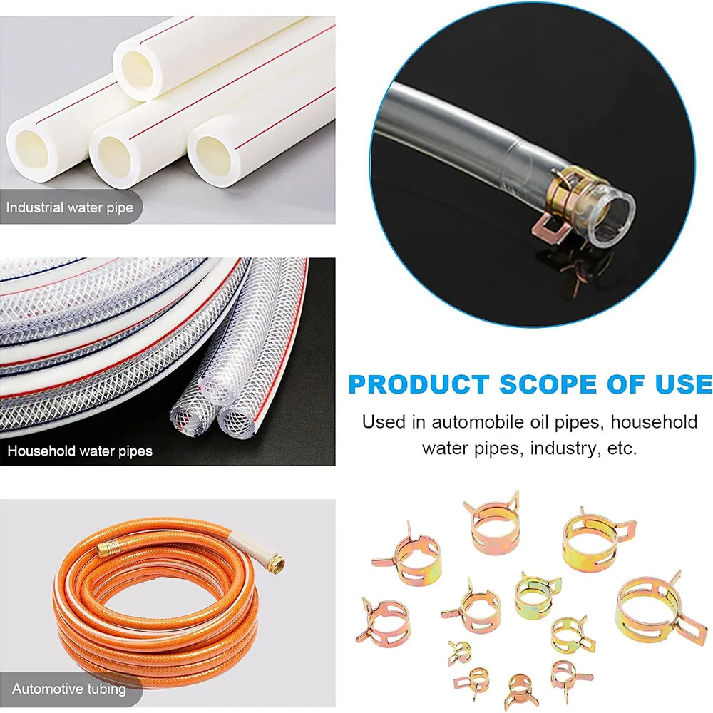 260 PCS 6-25mm Fuel Line Hose Spring Clip Clamps Fasteners Silicone Vacuum Hose Pipe Clamp Steel Wire Air Tube Water Pipe Clip