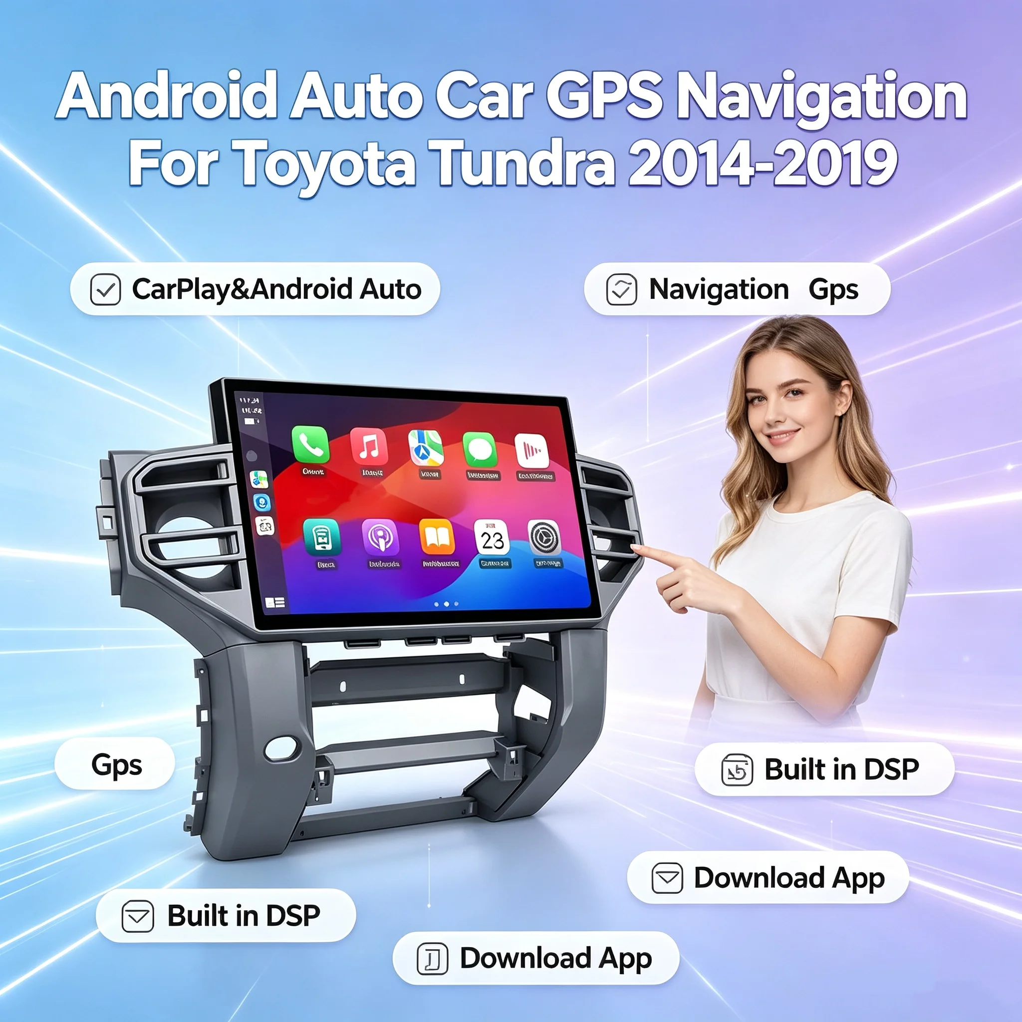 Android Auto Car GPS Navigation For Toyota Tundra 2014-2019 Stereo Multimedia CarPlay 14.6