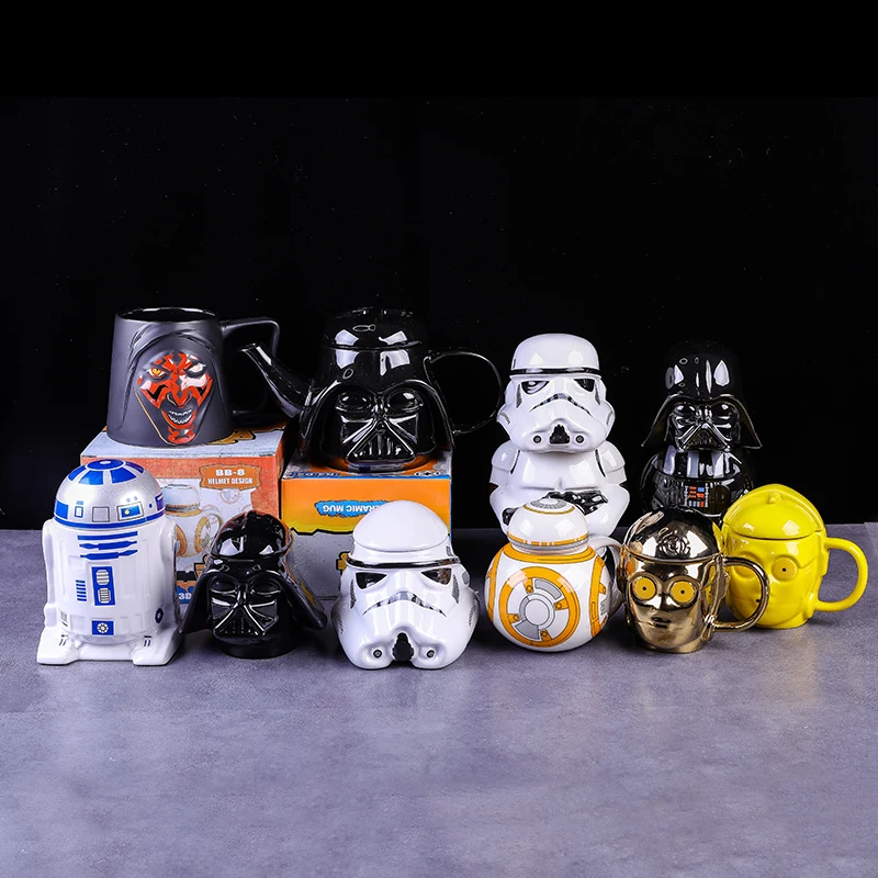 Star Wars The Mandalorians Ceramic Coffee Creative R2-D2 Mug With lid Thermal Pure Color Mugs Cup Kitchen Tool Children