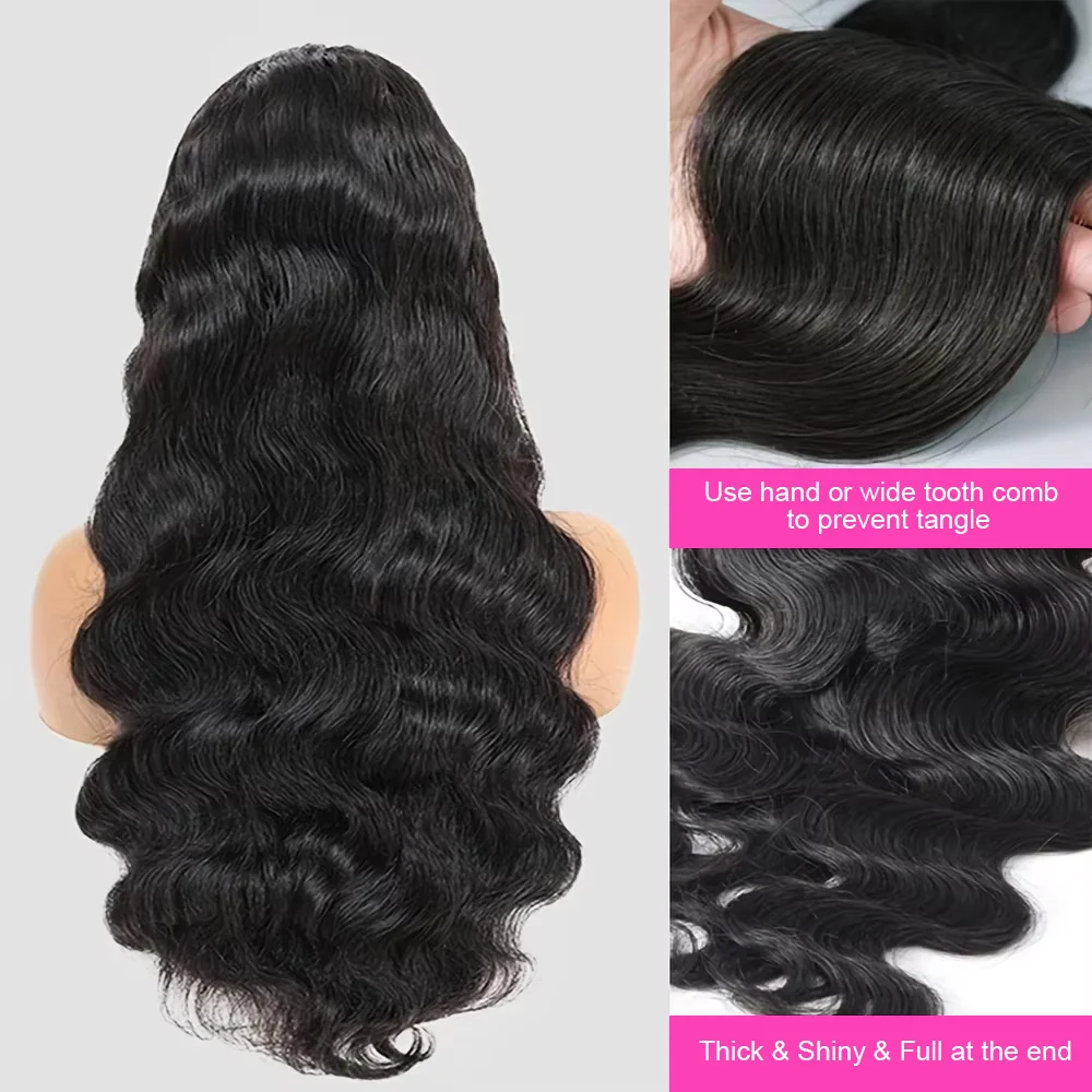 40inch 13x6 Body Wave Lace Front Wigs 100%  Human Hair Wig 13x4 Pre Plucked Human Hair Wigs 250 Density  Body Wave Wigs  5x5 Ready to Go HD Lace Glueless Wigs for Women Natural Black Brazilian image 4
