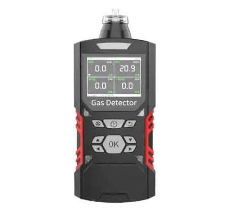 Portable pumping 4 in 1 alarm gas detector customize for gases H2S CO CH4 O2 gas leak detector