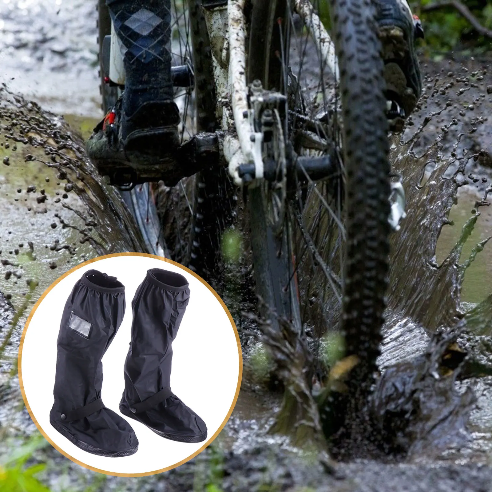 

Waterproof Shoe Covers Black Riding Overshoes for Fishing Boots Cycling Thickened Anti Slip Rubber Sole Student Trainers