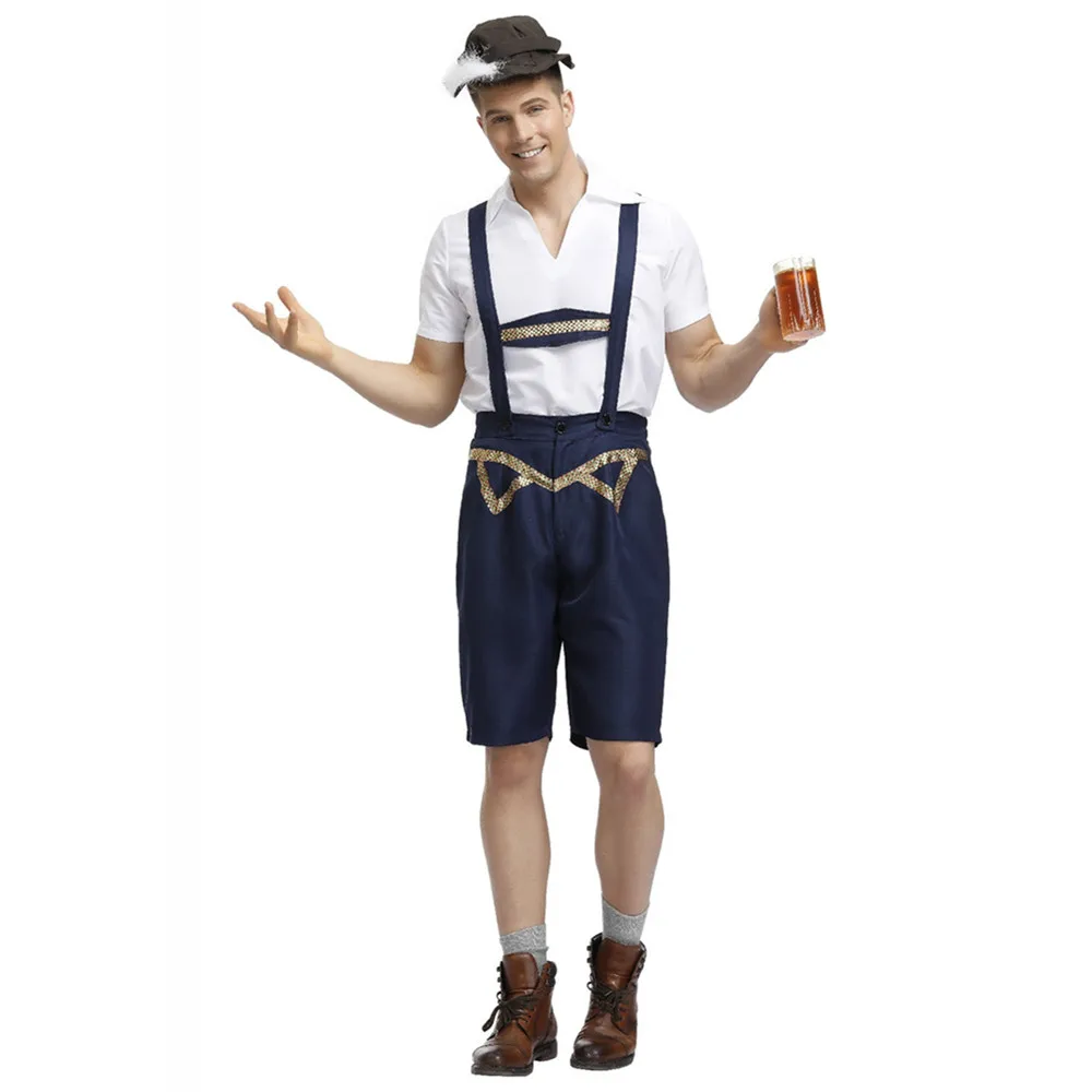 Volwassen Mannen Duits Oktoberfest Lederhosen Kostuum Bavarian Octoberfest Bier Heren Cosplay Carnaval Feest Fancy Kostuum