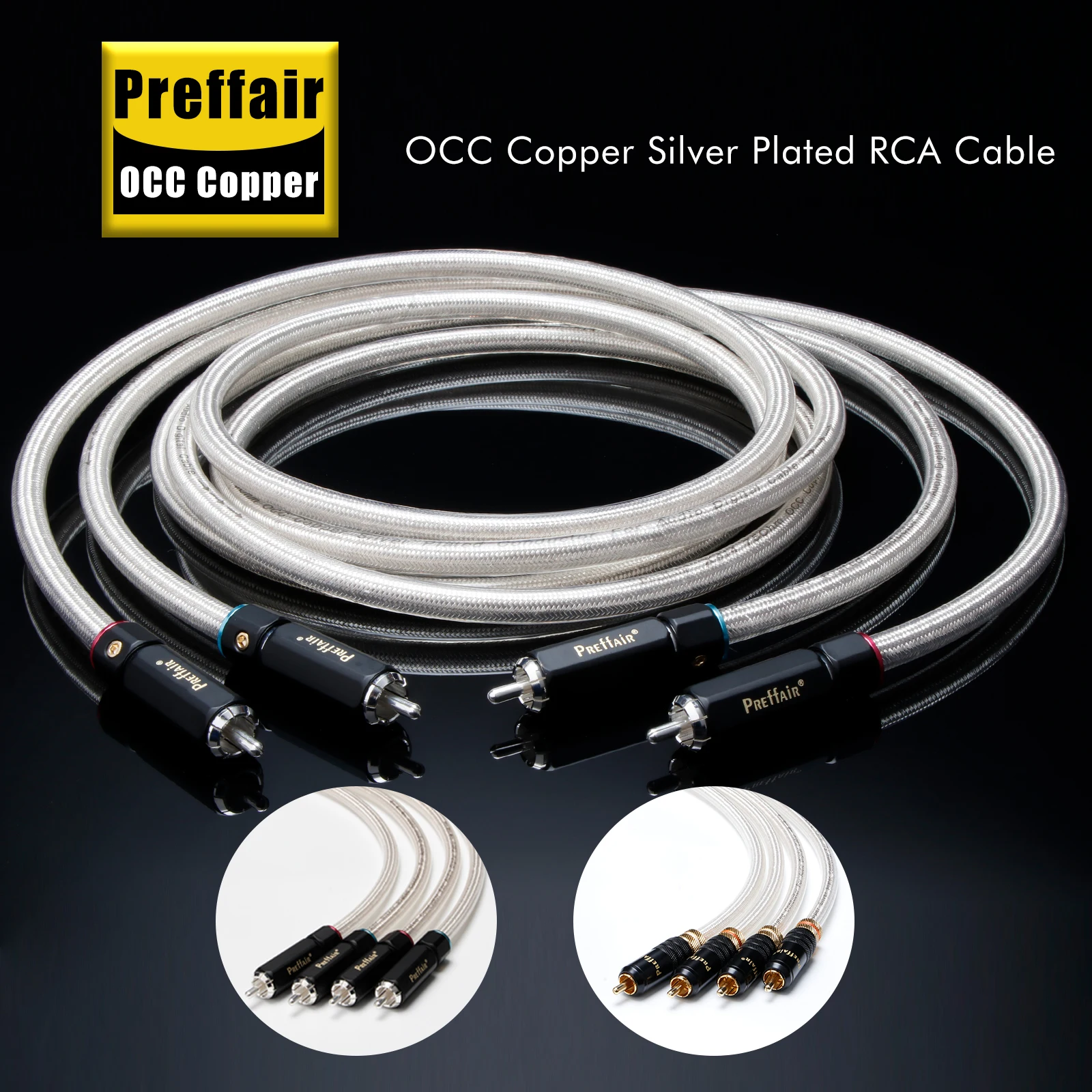 Preffair OCC Copper Silver Plated Digital Audio RCA Cable 75 ohm Coaxical Wire DAC Decoder RCA Audio Cable