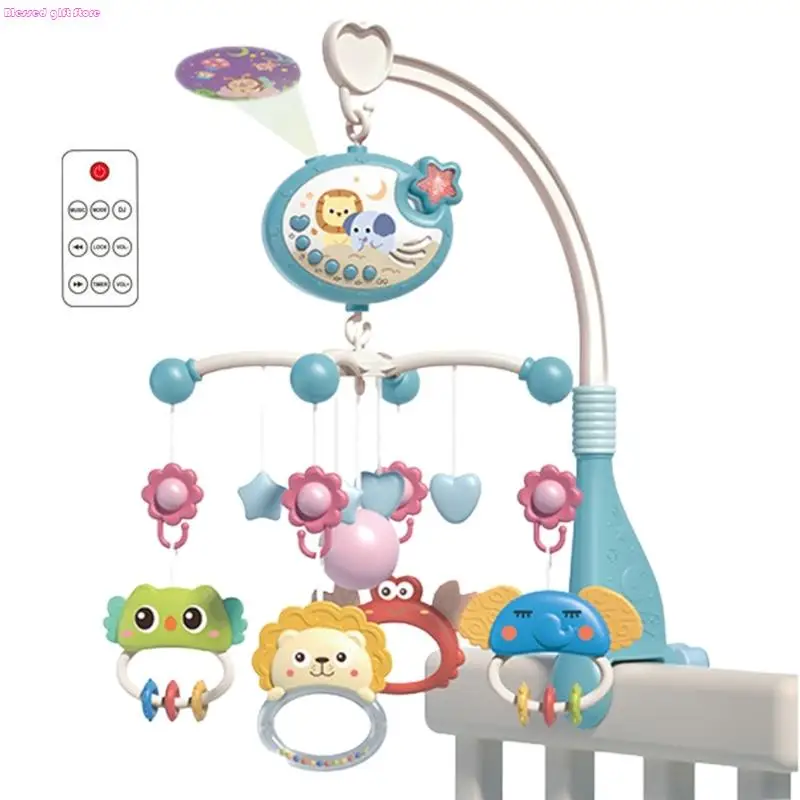 D0JC – jouet Musical pour bébé, avec projecteur d'animaux rotatif, 400 mélodies, Mobile pour berceau à distance