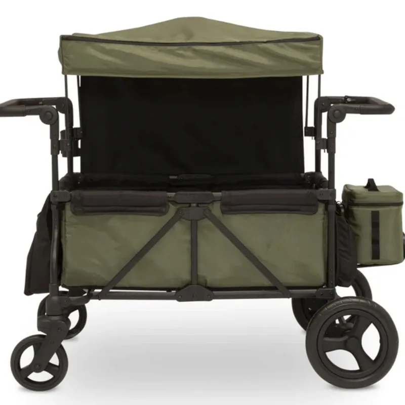 Deluxe 4 Seater Stroller Wagon City Wagon Cruiser Stroller 3 Point Safety Harness Black All Weather