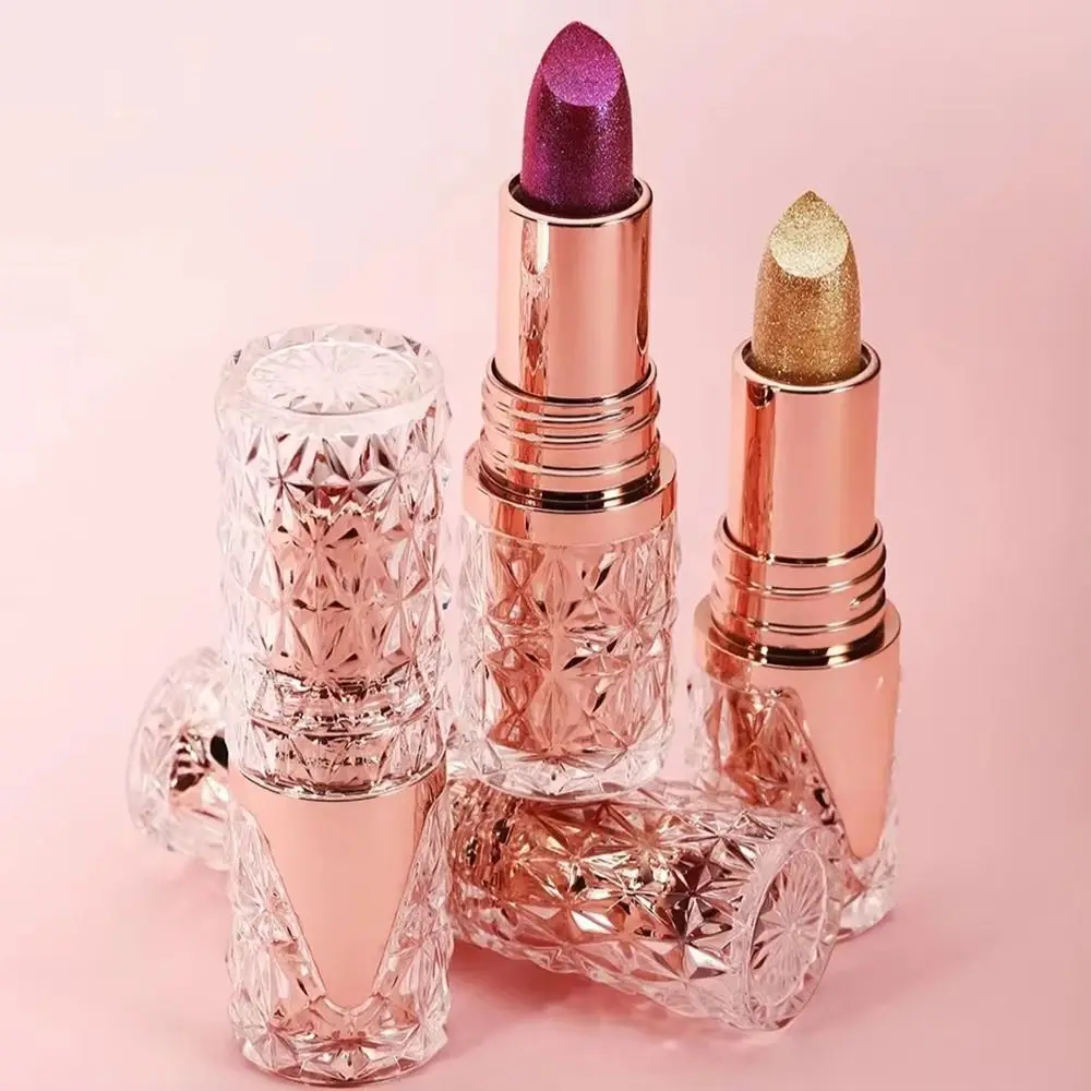 1Pcs 10 Colors Glitter Lipstick Long-Lasting Quicksand Gold Lips Makeup Moisturizing Silky Waterproof Pearlescent Lip Tint