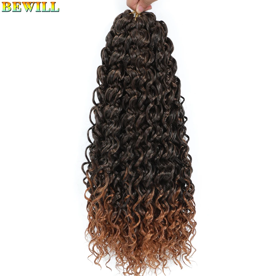 BEWILL GoGo Curl Häkelhaar 14 18 Zoll Wasserwelle Strand Curl Häkelhaar Ombre Synthetische böhmische Zöpfe Haarverlängerungen 1B – Detail 33