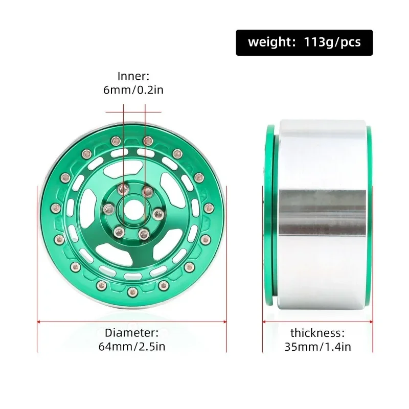 1/10 RC الزاحف CNC سبائك الألومنيوم 2.2 "حافة عجلات Beadlock لـ TRX4 D90 محوري SCX10 الشبح كابرا