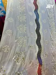 Soft Luxury Scarf High Quality 100% Cotton Dubai African Women Islamic Scarf pattern Embroidery Chemical Lace Scarf manycolor