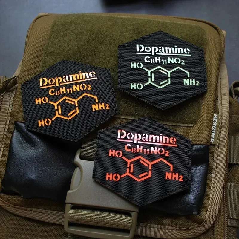 Night Light Dopamine Molecular Print Patches Dopamine Creative Hook&Loop Armband Laser Engraving Morale Badge Backpack Stickers