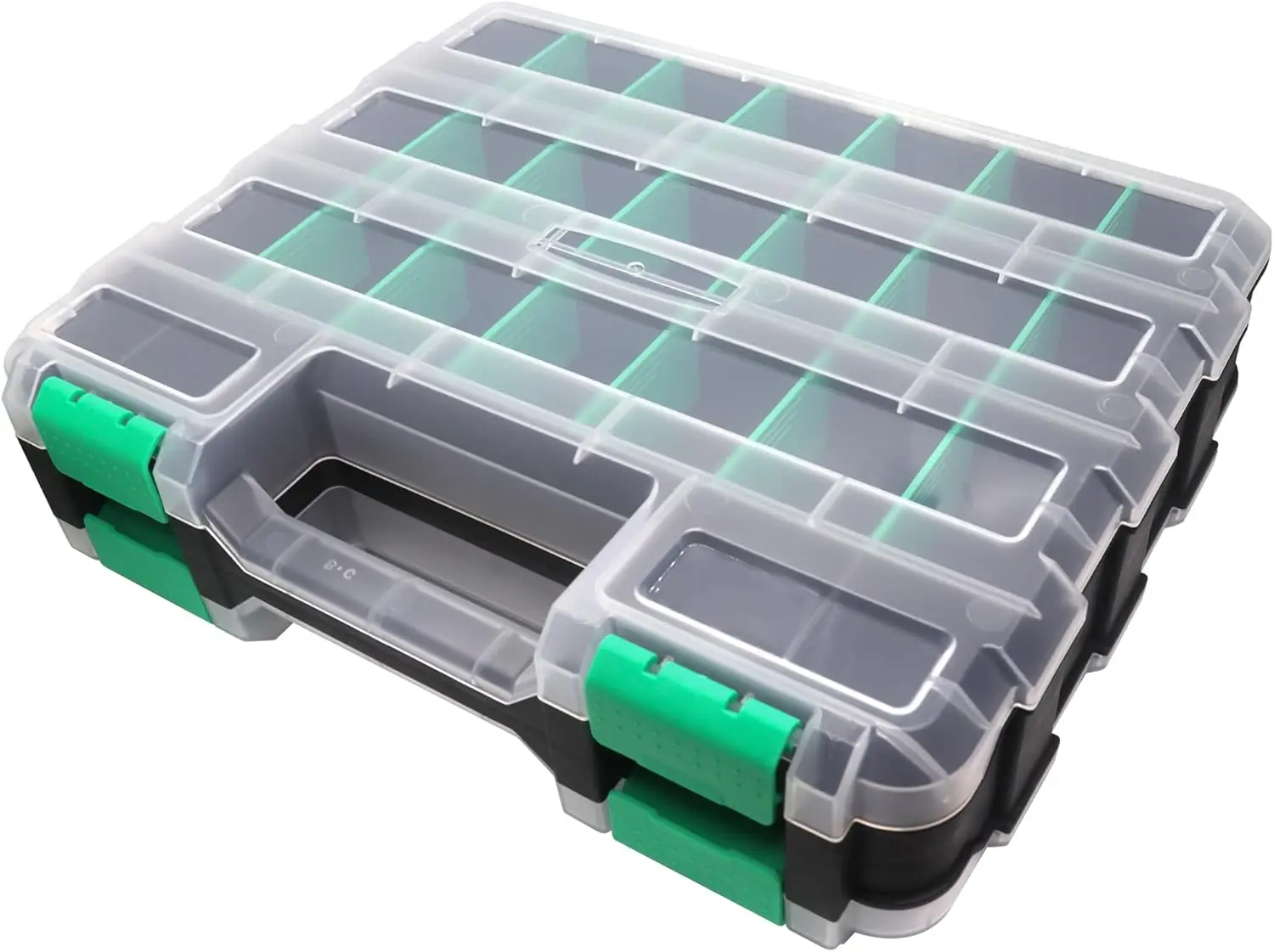 

Double Sided Tool Box Organizer with 50 Removable Compartments for Screws, Nuts, Nails, and Bolts, Green