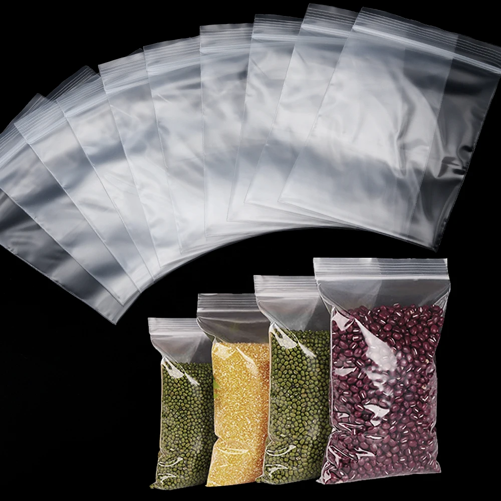 20-100Pcs/Lot Transparent Ziplock Plastic Bag Resealable Clear Storage Bag For Ornaments Food Packing Christmas Party Supplies