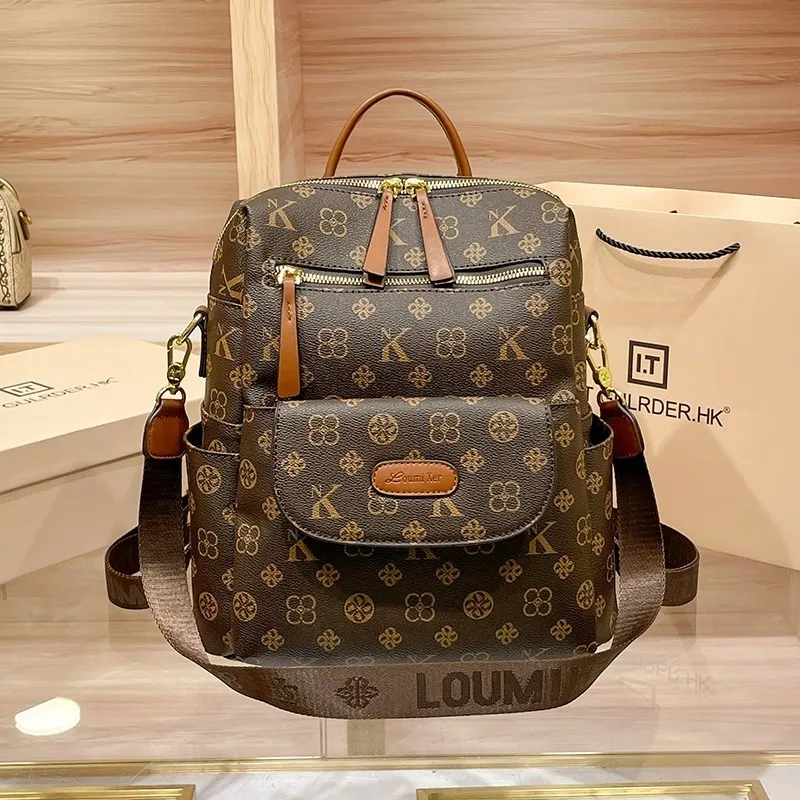 Light luxury women's backpack 2024 new autumn and winter high-end fashion designer student backpack retro travel backpack trend