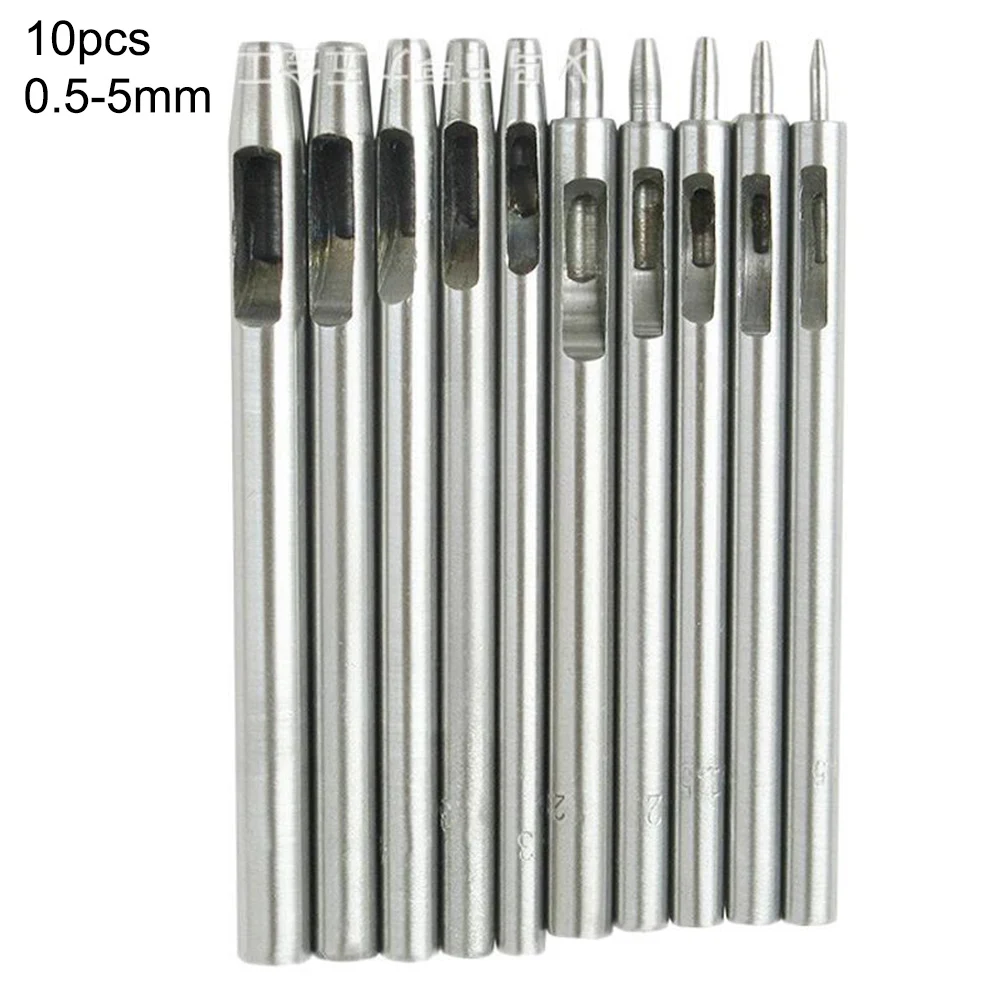 10pcs 0.5-5 Mm Hole Leather Puncher Kit Hollow Belt Craft Tool For Watch Bands Home Utility Power Tool Accessories