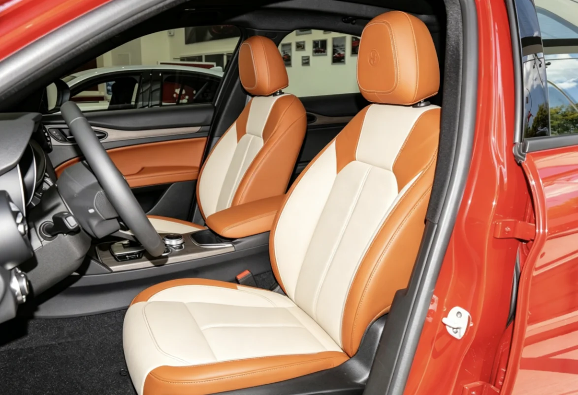 Für Alfa Romeo Stelvio 2017~2019 Maßgefertigte Autositzbezüge Luxuriöses Nappaleder 100% Passgenau Innenraumzubehör 360 ° Vollständige Abdeckung – Detail 3