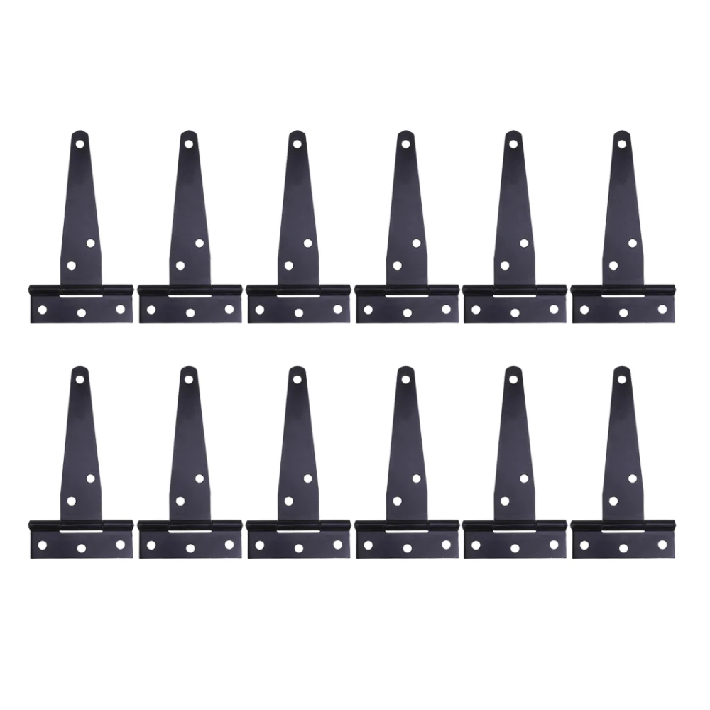 

12Pcs 4Inches T Shaped Door Hinges Shed Hinge Gate Strap Hinge Door Gates Hinges (Black)