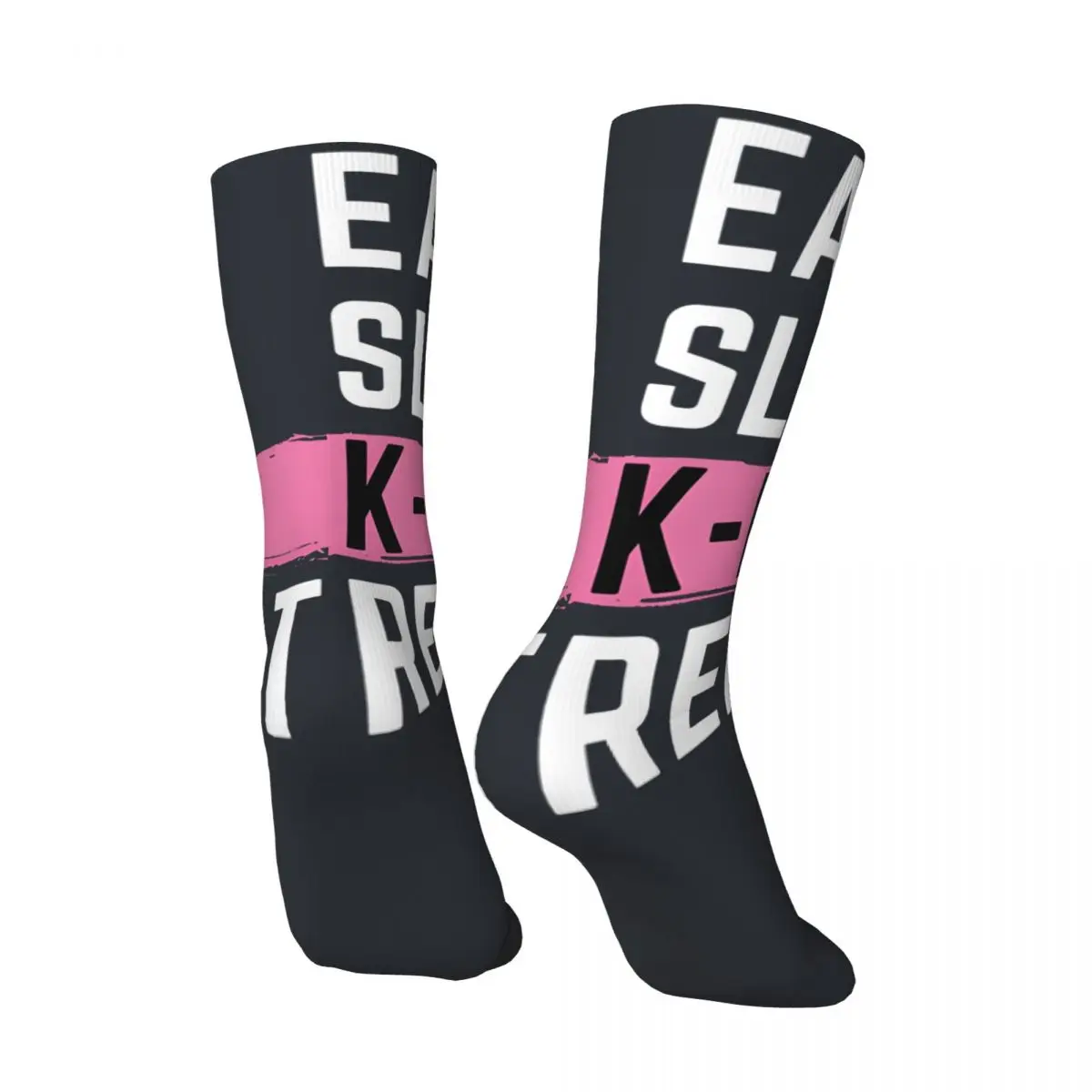 Funny Crazy compression Eat Sleep K-Pop Repeat Sock for Men Hip Hop Harajuku Kpop Happy Pattern  Boys Crew Sock Novelty Gift