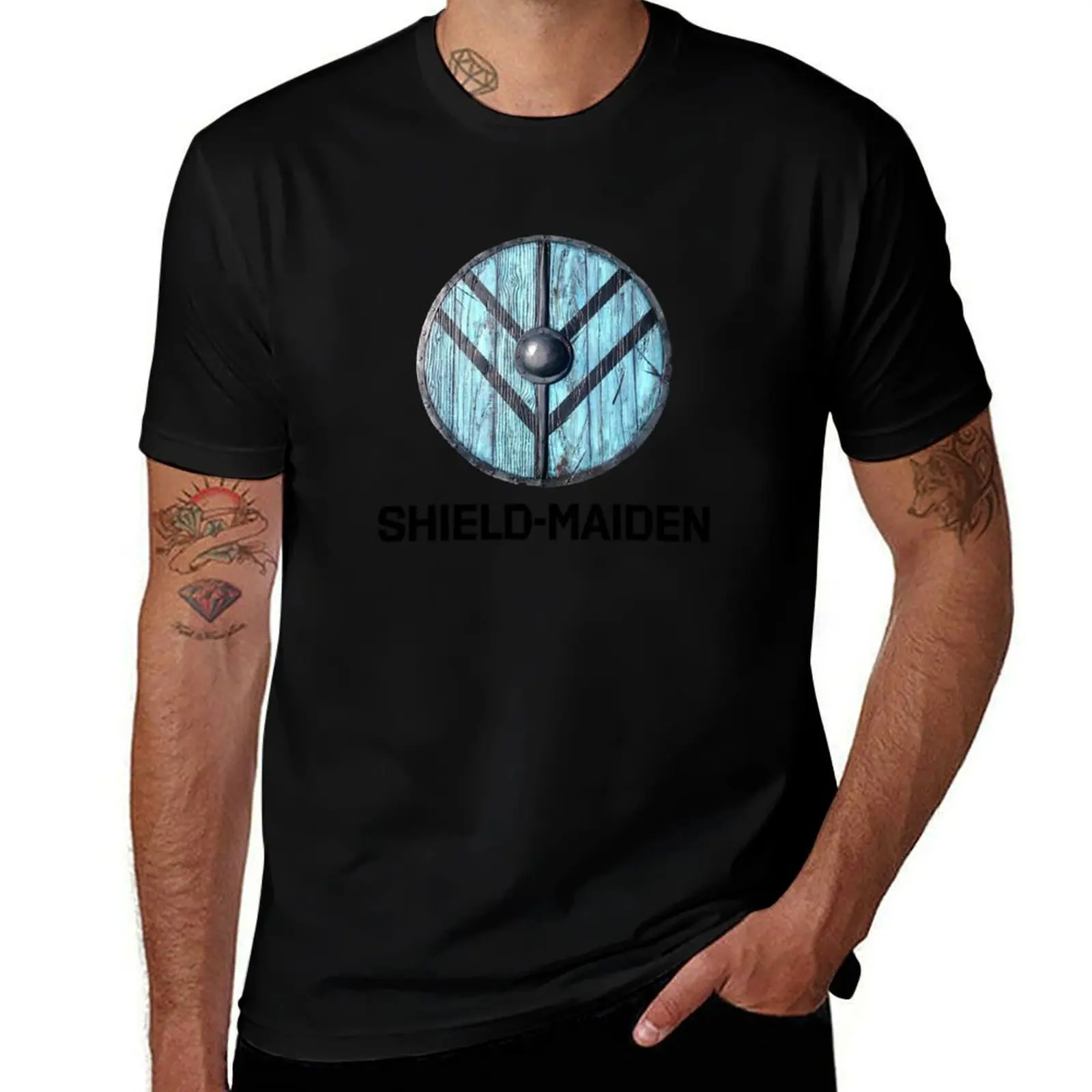 

cotton Shield Viking shirts 100% t T-Shirt printed shirts t Shield-Maiden man for