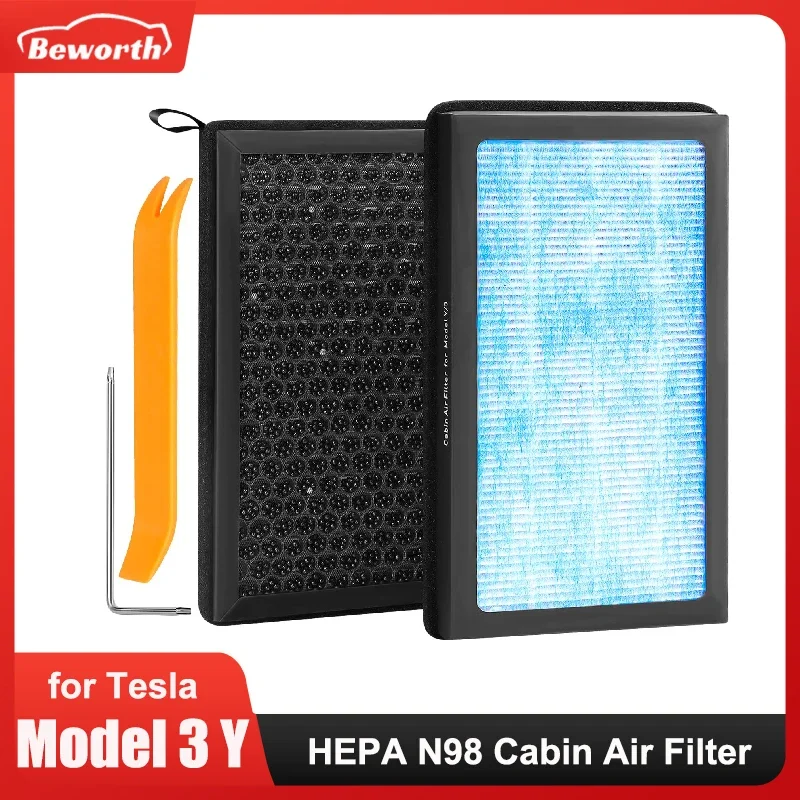 Filtr powietrza kabinowego HEPA N98 do Tesla Model 3 Model Y Filtry powietrza z węglem aktywnym Zestawy zamienne Akcesoria samochodowe
