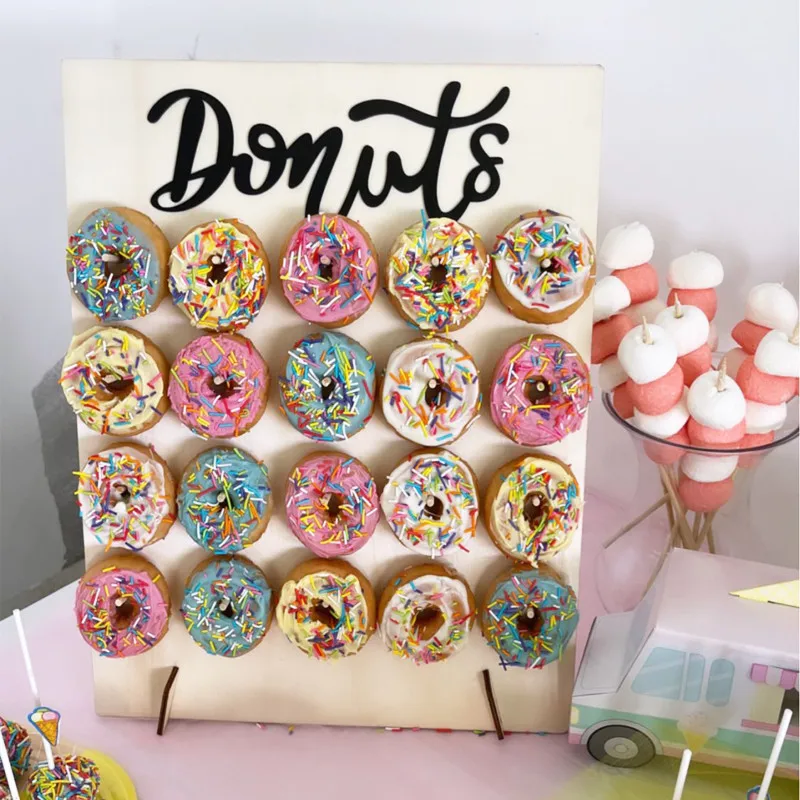 Holz Donut Stand Wand Dessert Donut Halter rustikale Hochzeits dekoration Geburtstags feier