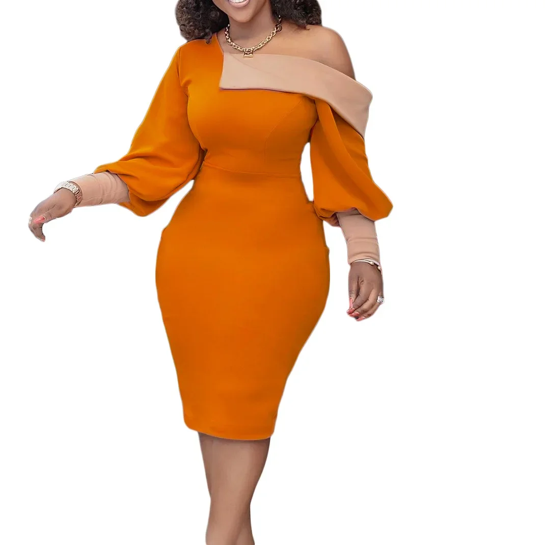 

Office Lady Summer Bodycon Dress African Women Pencil Dress African Women Solid Color Knee-length Dress African Dresses Women