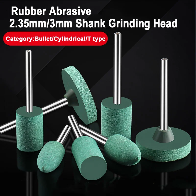 

1/5/10Pcs Rubber Abrasive 2.35mm/3mm Shank Grinding Head for Mold Metal Polishing Dremel Rotary Tools Bullet/Cylindrical/T-type