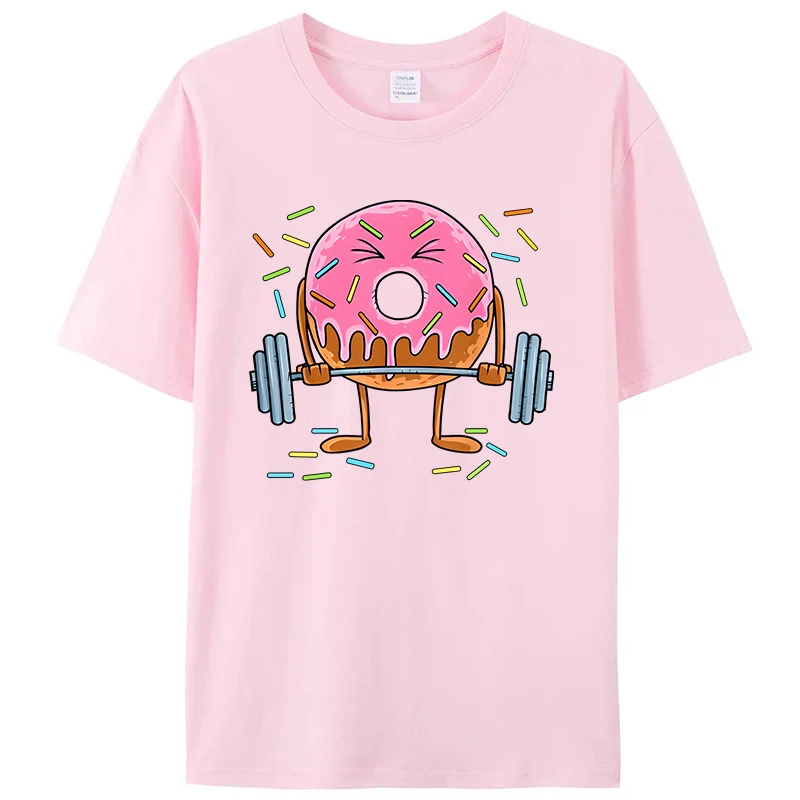 Funny Fitness Workout Gym Donut Lover Women Mens T Shirts Man Graphic Cotton Short Sleeve O-Neck Tee Shirt Tops Clothing Outfits