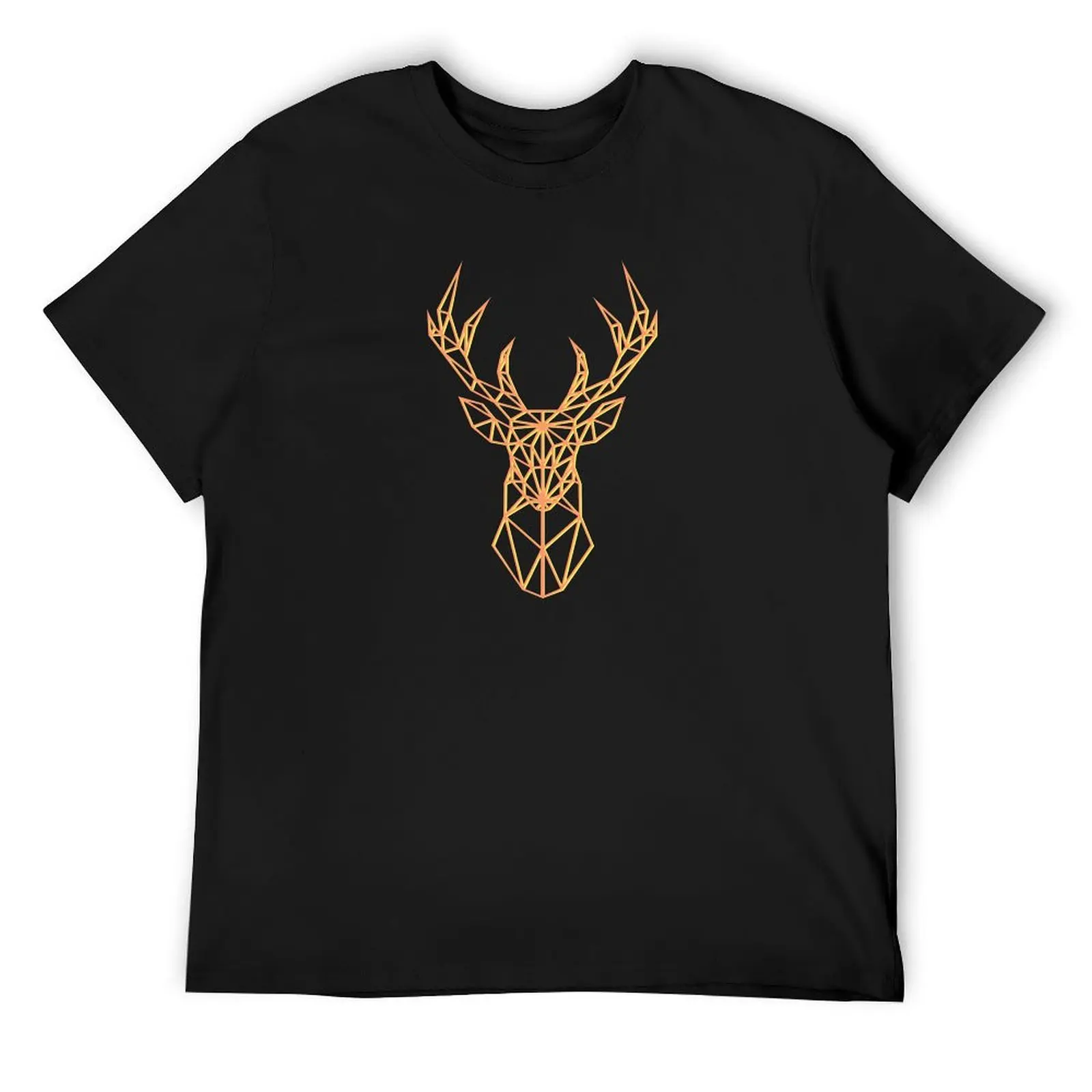 Neon Orange Deer Head -Polygon Antlers T-Shirt baggy shirts graphic t shirt vintage essential t shirt mens workout shirts