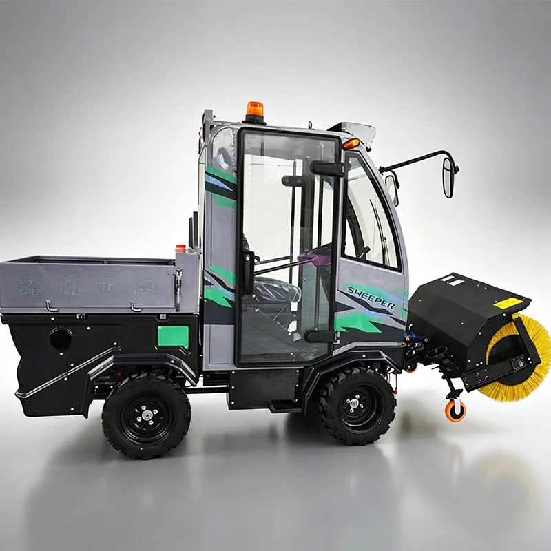 AWD Power Steering Snow Removal Machine, Hydraulic Hopper Brush Lift Warm Cabin For Ferry Terminal Use