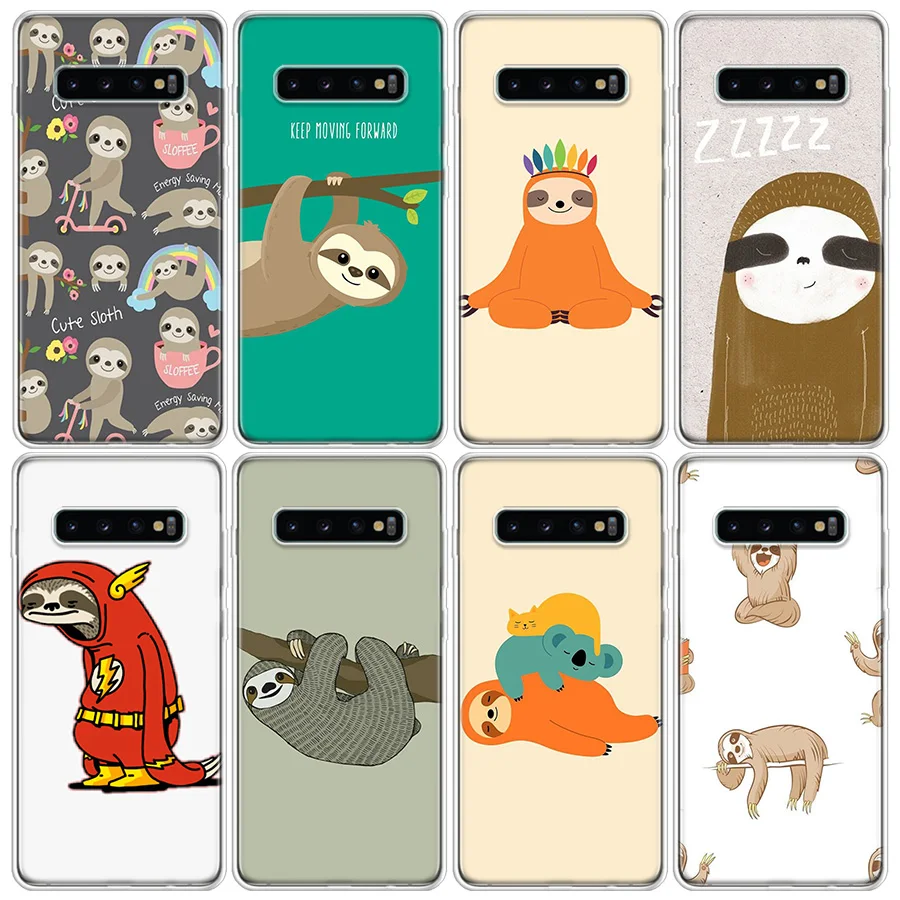 Sloth Cute Animals Phone Case For Galaxy Samsung S22 Plus S21 S24 Ultra Clear S20 S23 FE S10 S10E S9 S8 Cover Pattern Capa Soft