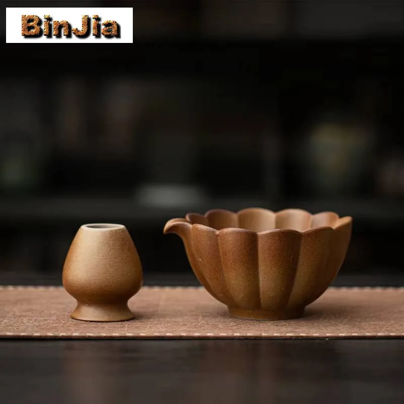 

Чаша с тыквой и матча, рваная чайная древняя керамика, ретро-керамические инструменты для изготовления, набор японской церемонии, аксессуары для чайной церемонии, ремесло