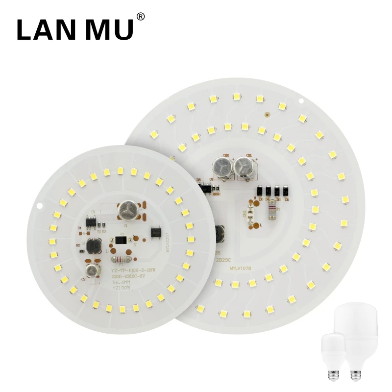 55W 45W 38W LED Chip 28W 18W 14W 10W 5W Light Bulb DOB Round Light Beads 2835SMD AC 220V No Flicker Bulb Chips Lighting Lamp