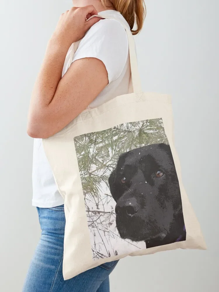 Sparkling Pines - Black Labrador Tote Bag canvas tote bag Canvas bag