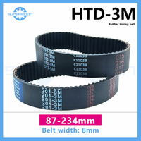 HTD 3M Timing Belt Length 87 90 96 99 102 105 108 111 114 117 120 198 201 210 230 mm Width 8mm Rubber Closed Loop Toothed Belt