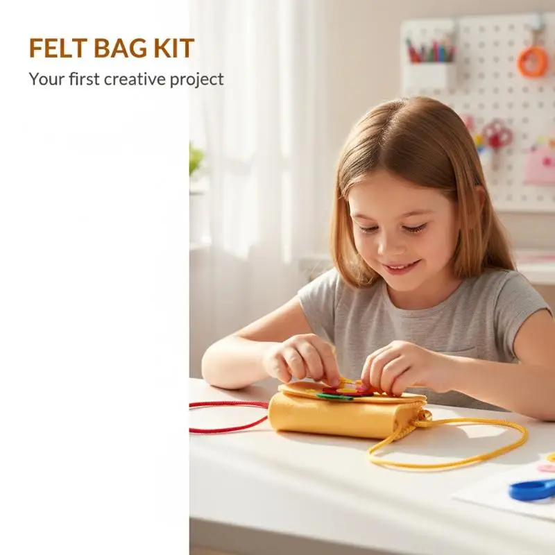 Felt Bag Making Kit for Children DIY Sewing Toy Art Craft Crossbody Bag for Kindergarten Classroom Activity view 4