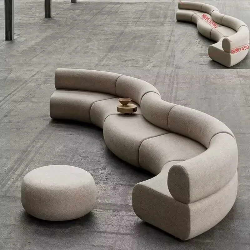 Fabric combination special-shaped sofa designer curved leisure reception round multi-person